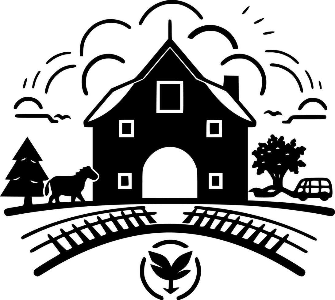 Farm, Minimalist and Simple Silhouette - Vector illustration