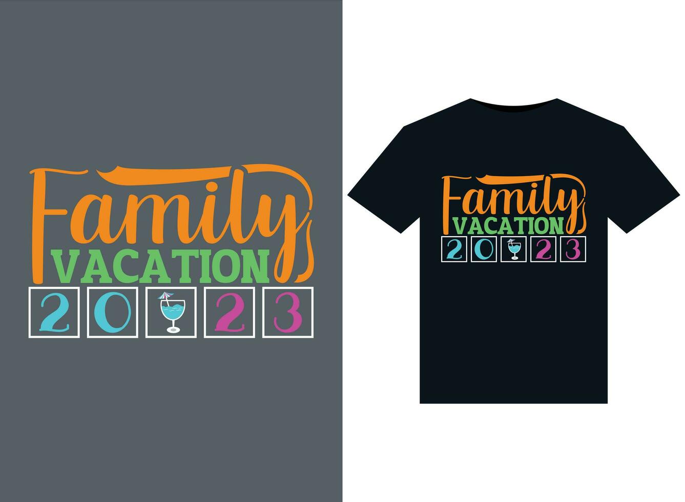 Family Vacation 2023 illustrations for print-ready T-Shirts design vector