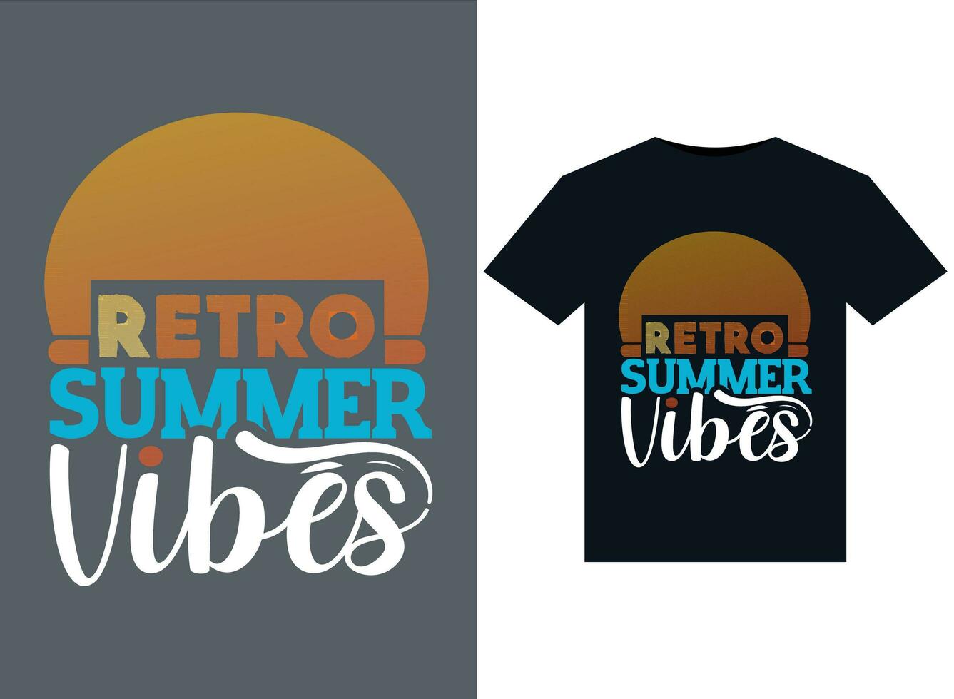 Retro Summer Vibes illustrations for print-ready T-Shirts design vector