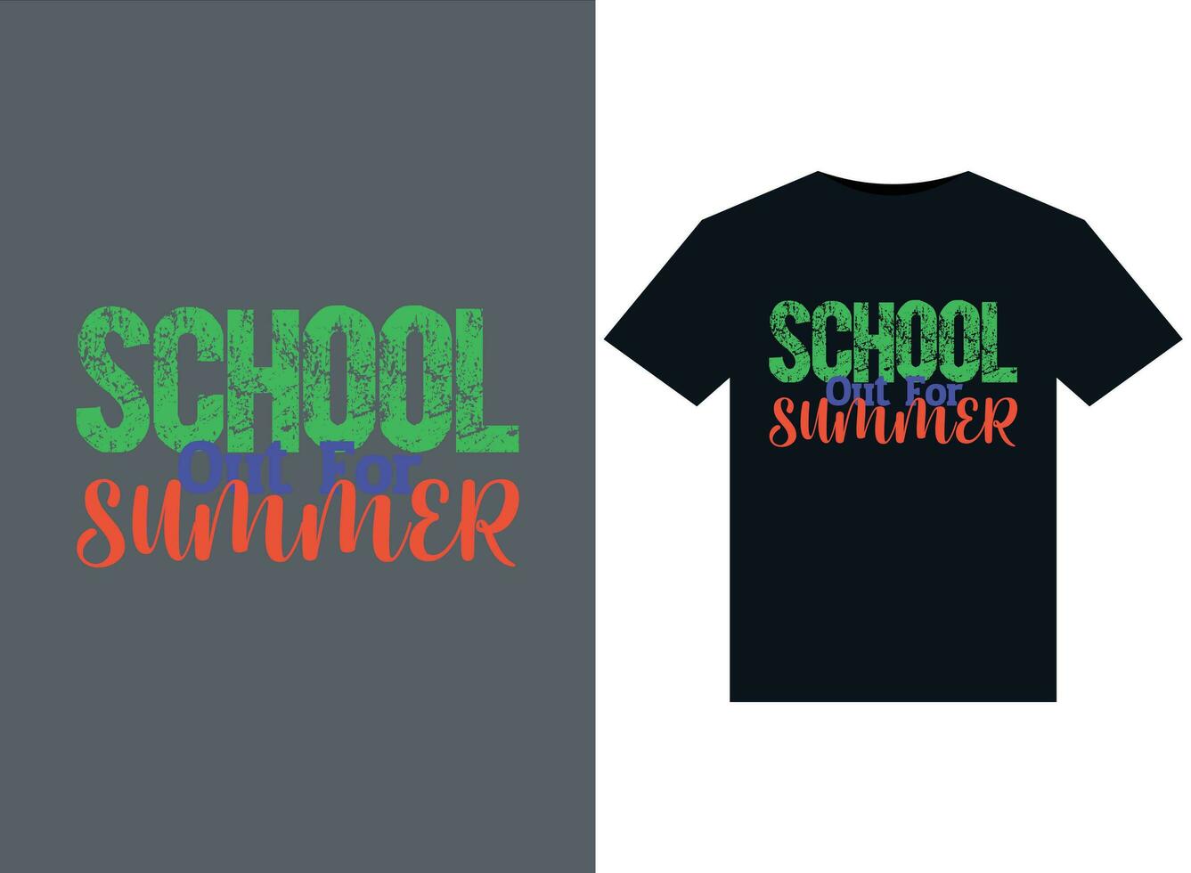 School’s Out For Summer illustrations for print-ready T-Shirts design