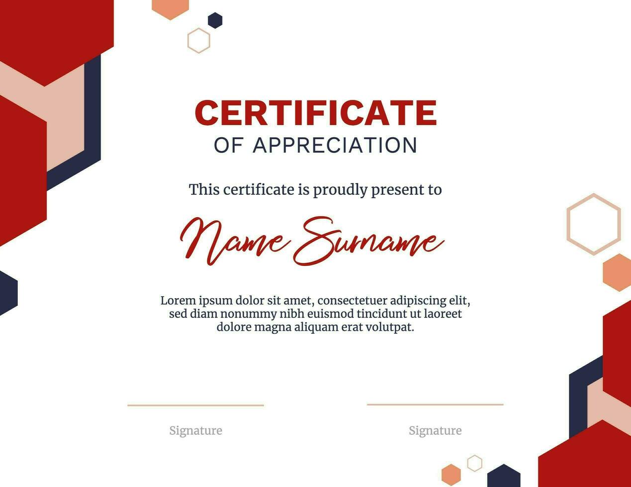Red Geometric Certificate of Appreciation template