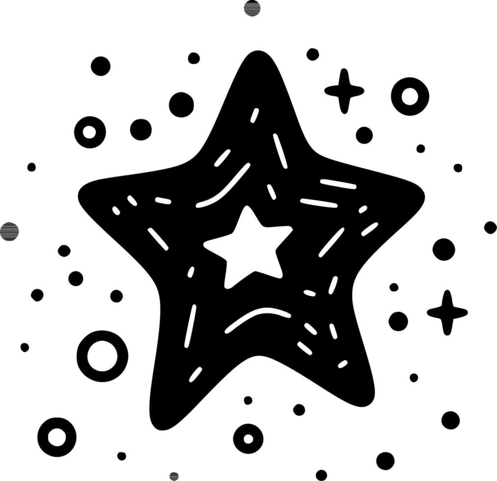 estrellas - negro y blanco aislado icono - vector ilustración