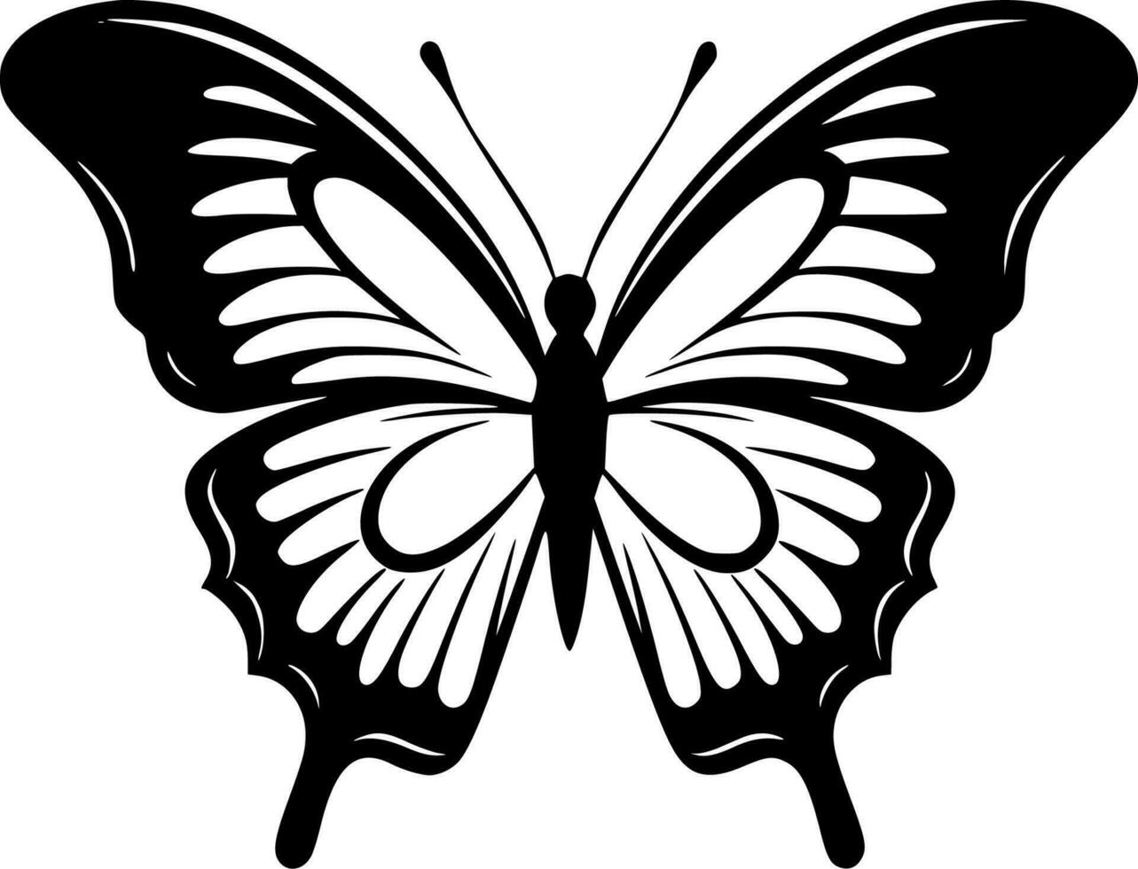 Butterflies, Black and White Vector illustration