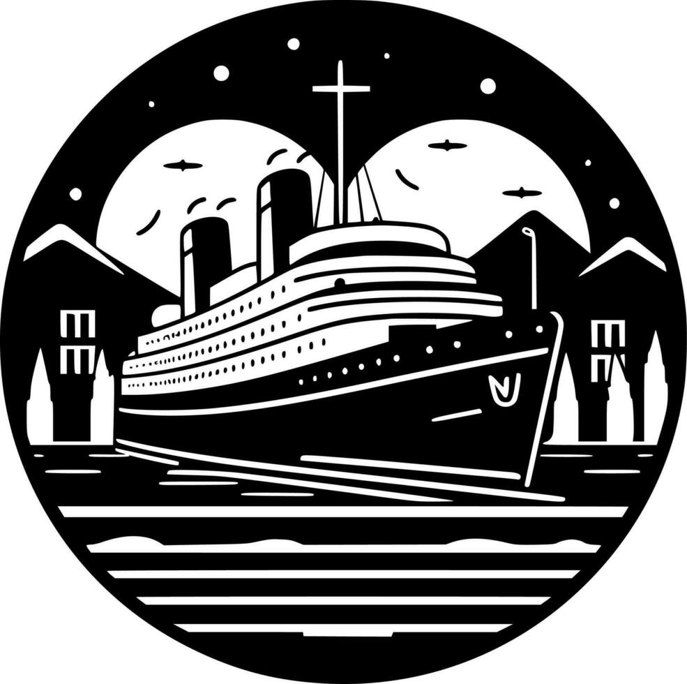 crucero - negro y blanco aislado icono - vector ilustración