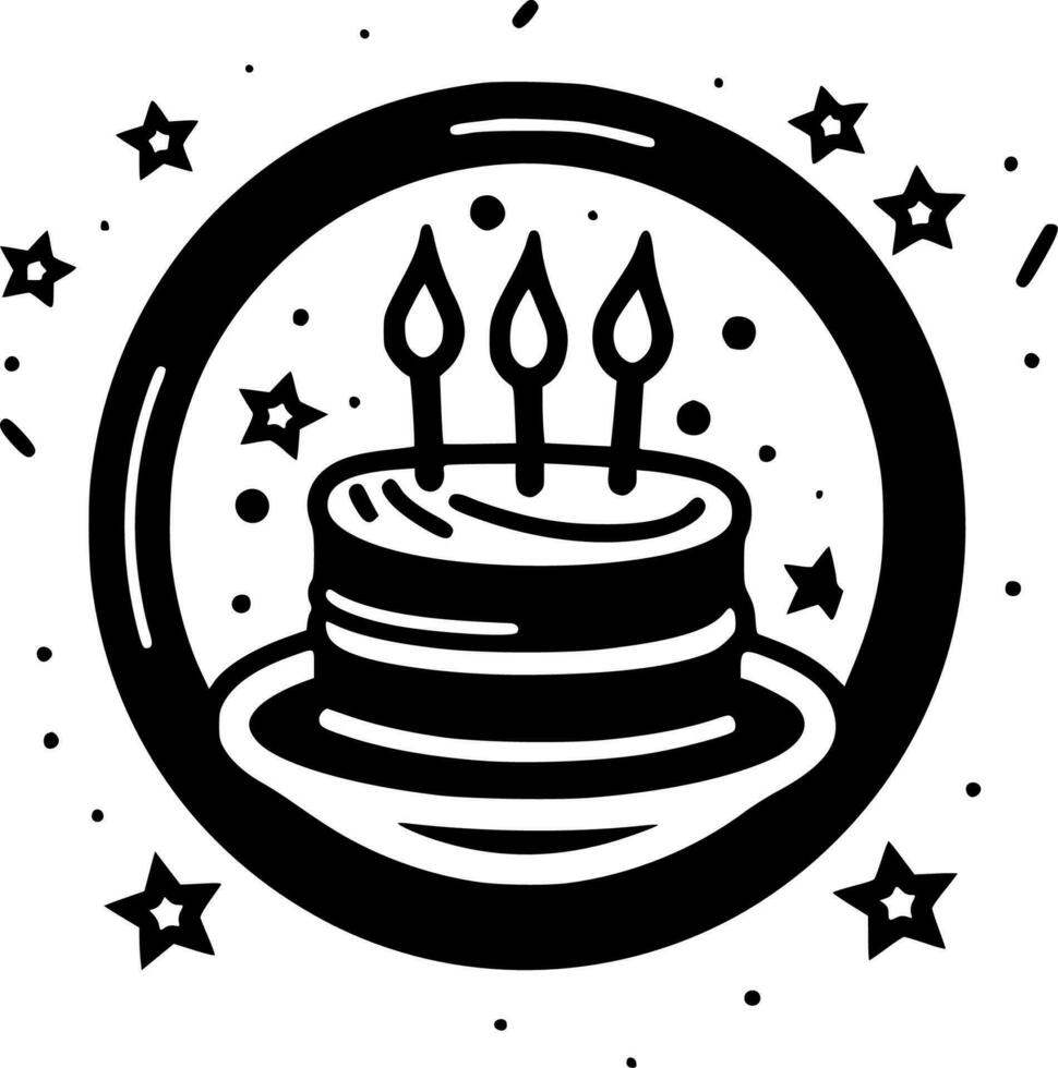 cumpleaños, negro y blanco vector ilustración