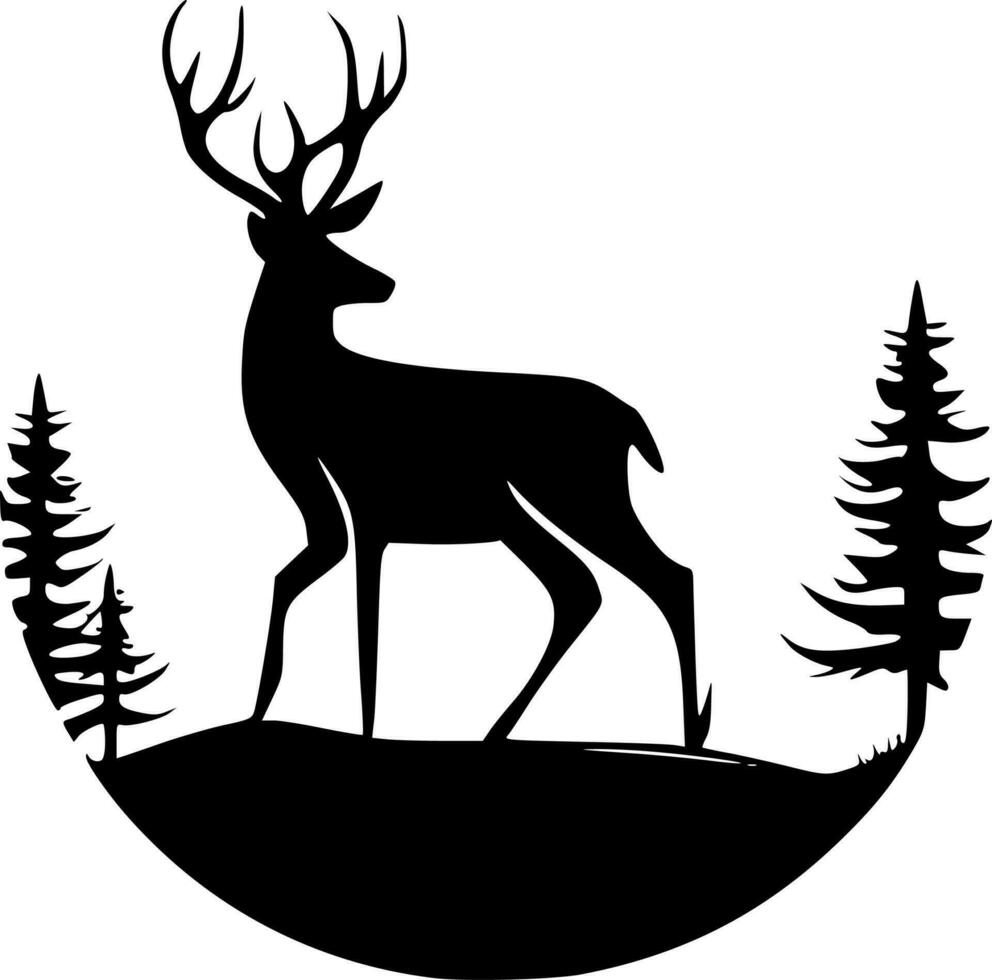 ciervo - negro y blanco aislado icono - vector ilustración