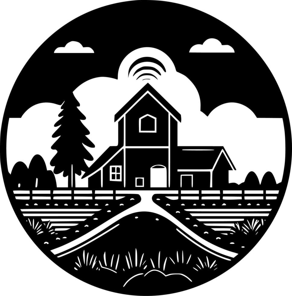 Farm - Black and White Isolated Icon - Vector illustration