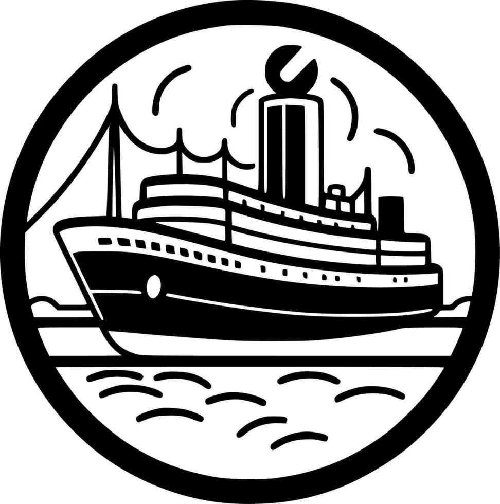 Cruise, Black and White Vector illustration