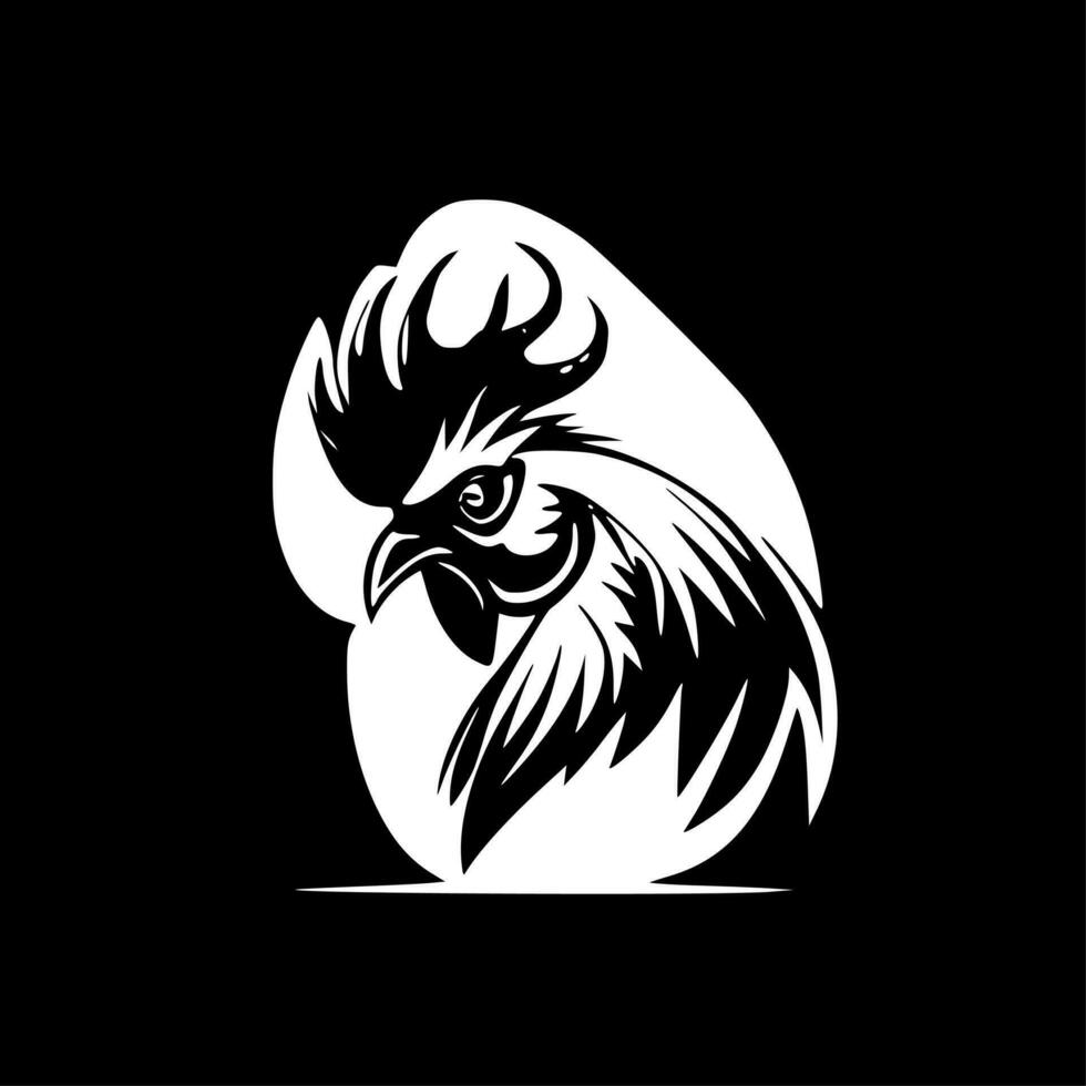 gallo - negro y blanco aislado icono - vector ilustración