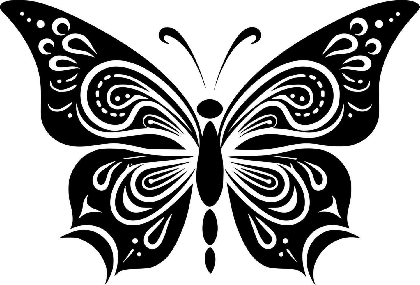 Butterflies, Black and White Vector illustration