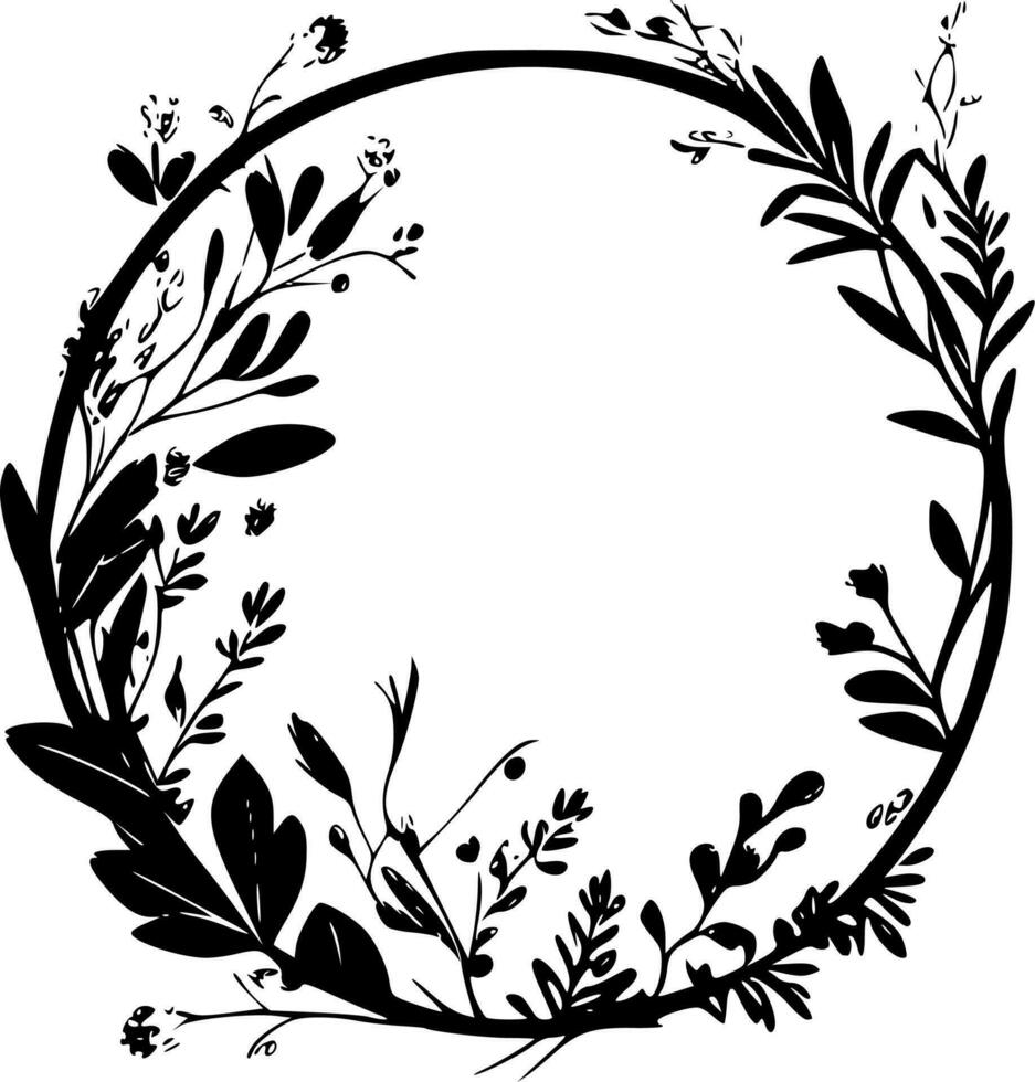 Floral Frame, Minimalist and Simple Silhouette - Vector illustration