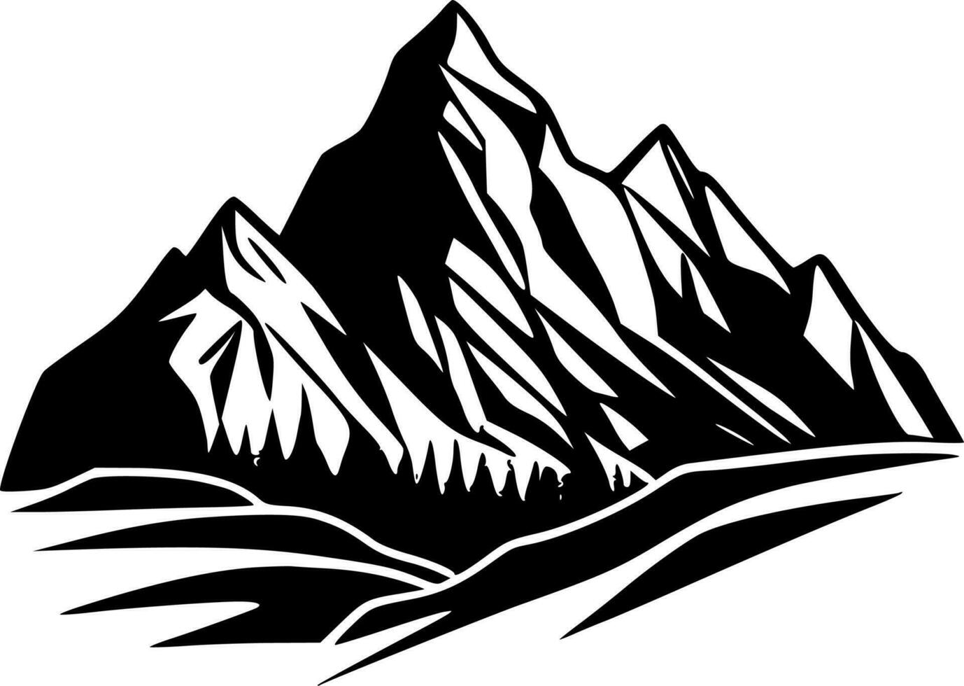 Mountains, Minimalist and Simple Silhouette - Vector illustration