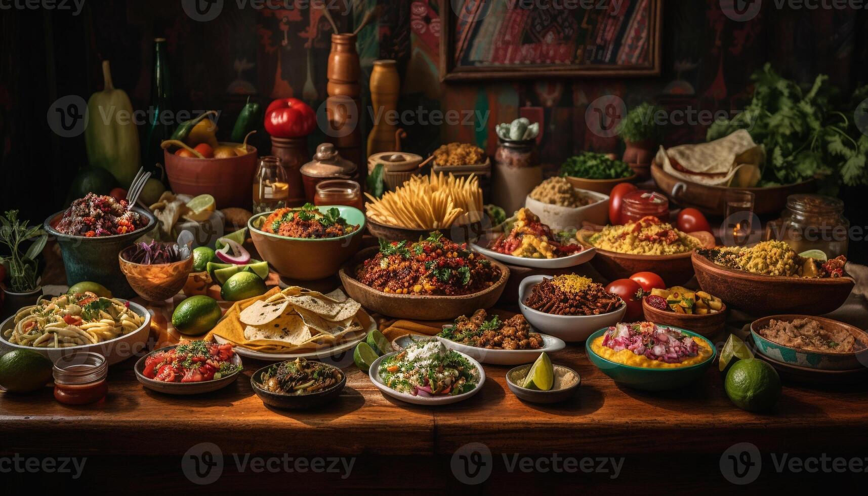 Freshly made meal in rustic crockery bowl generated by AI photo