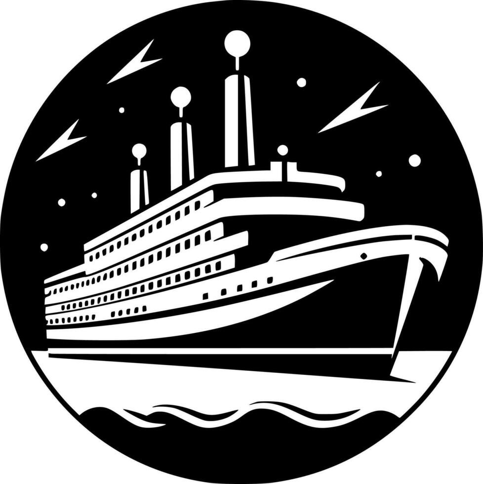 Cruise, Black and White Vector illustration