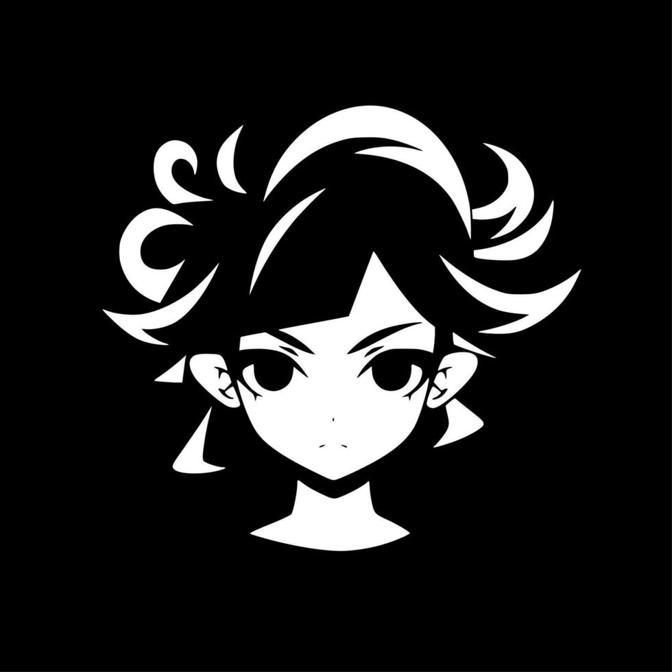 Anime - Black and White Isolated Icon - Vector illustration