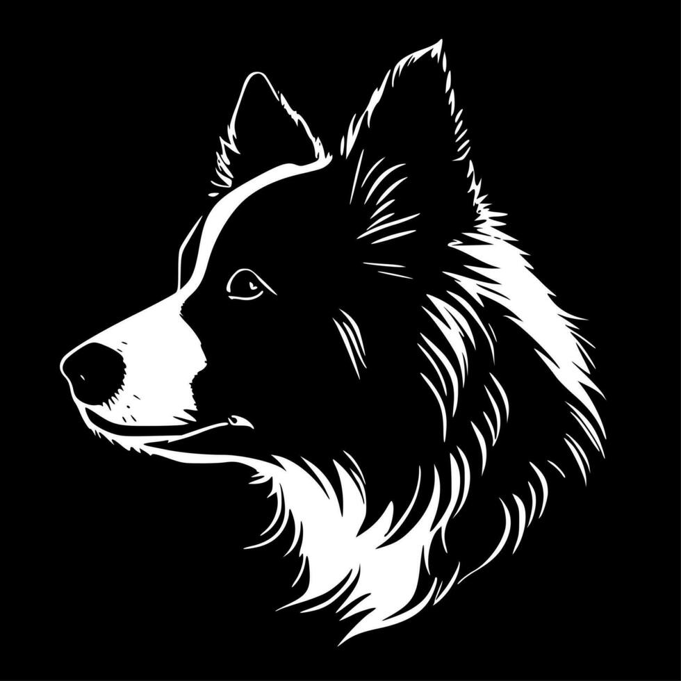 Border Collie, Black and White Vector illustration