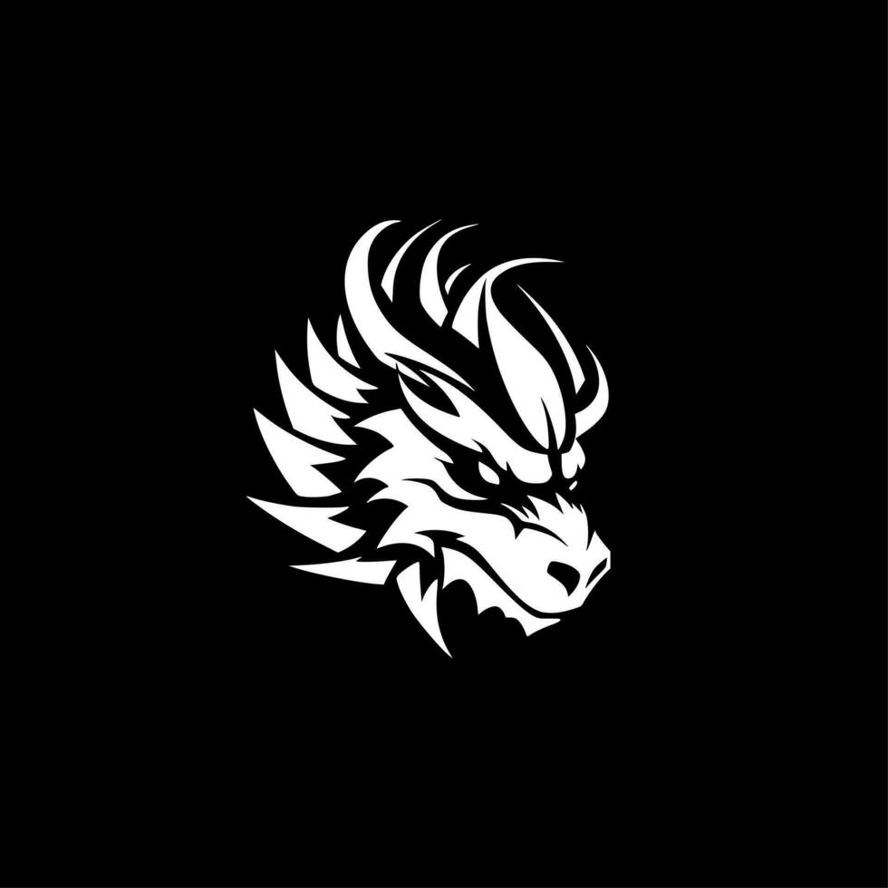 Dragon, Black and White Vector illustration