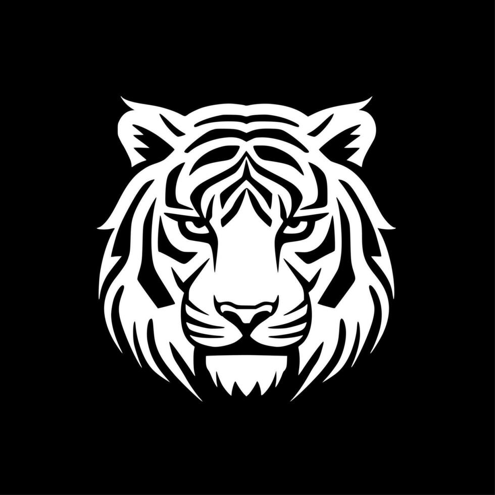 Tigre - negro y blanco aislado icono - vector ilustración