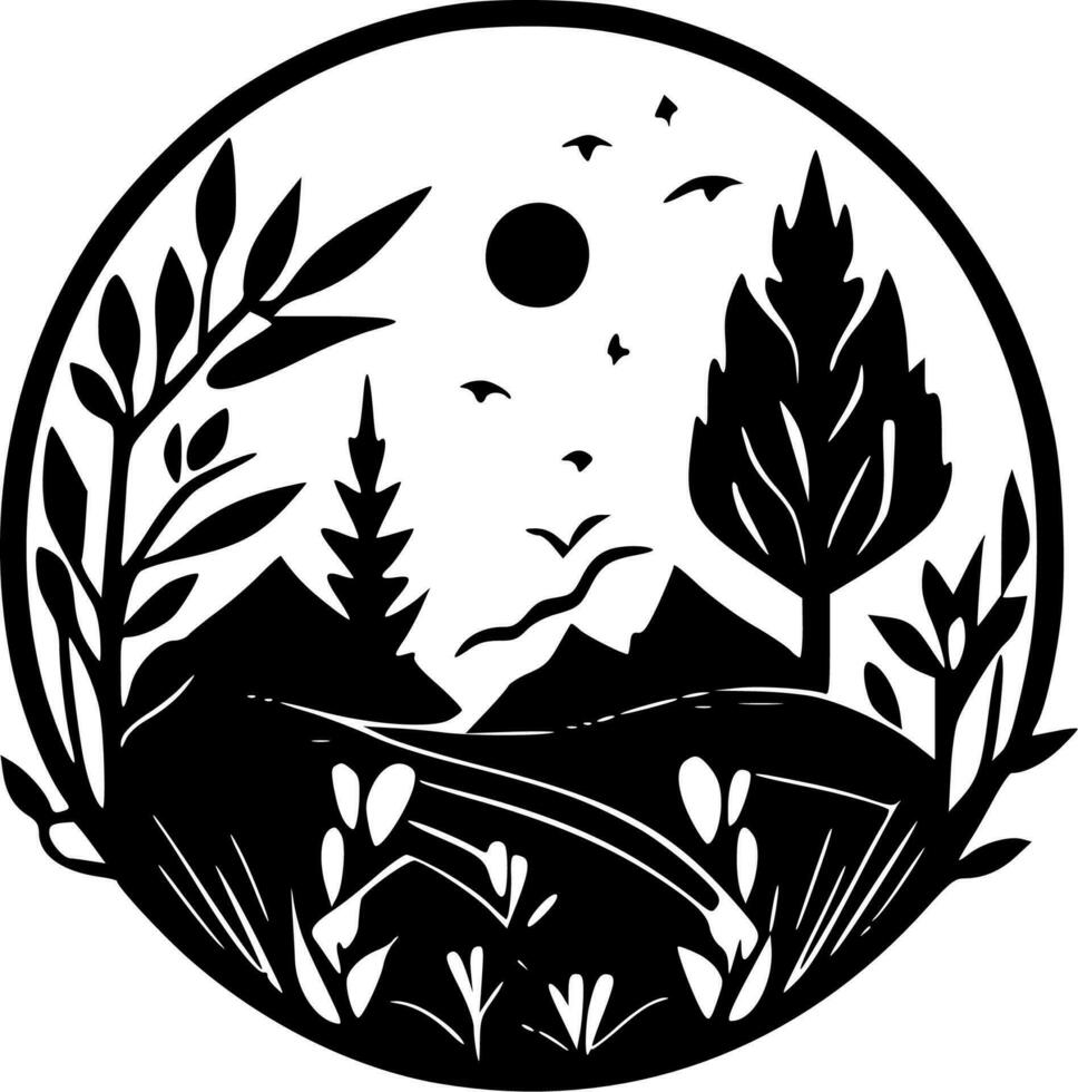 Nature, Black and White Vector illustration