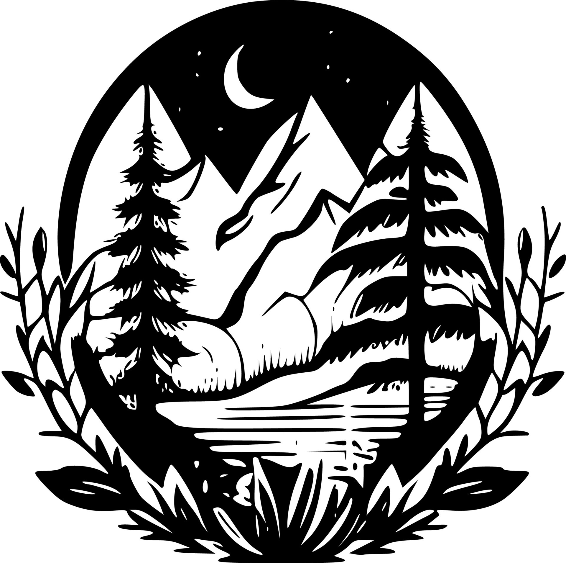 Nature, Black and White Vector illustration 24567090 Vector Art at Vecteezy