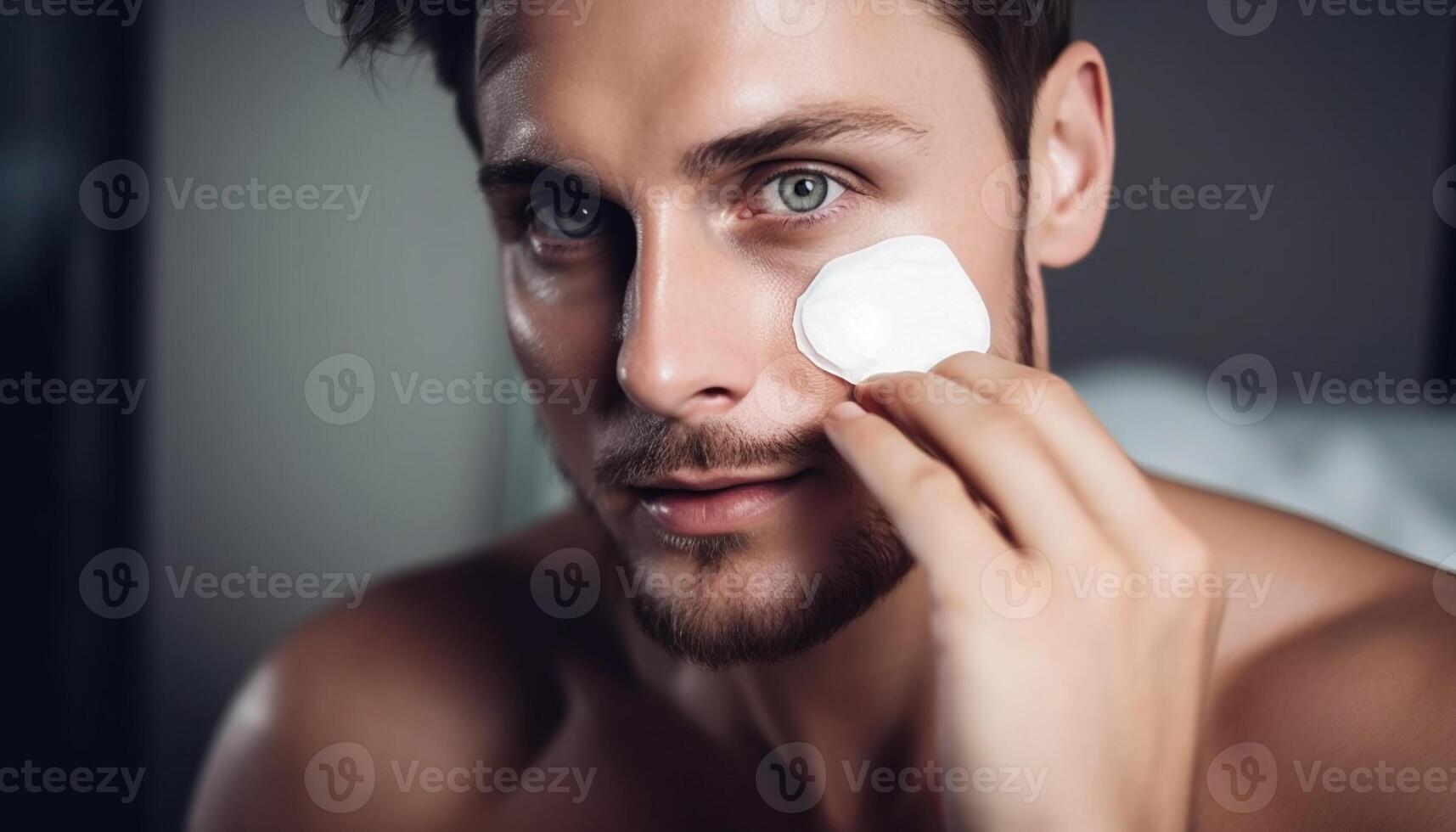 Clean shaven man with healthy skin smiles confidently generated by AI photo