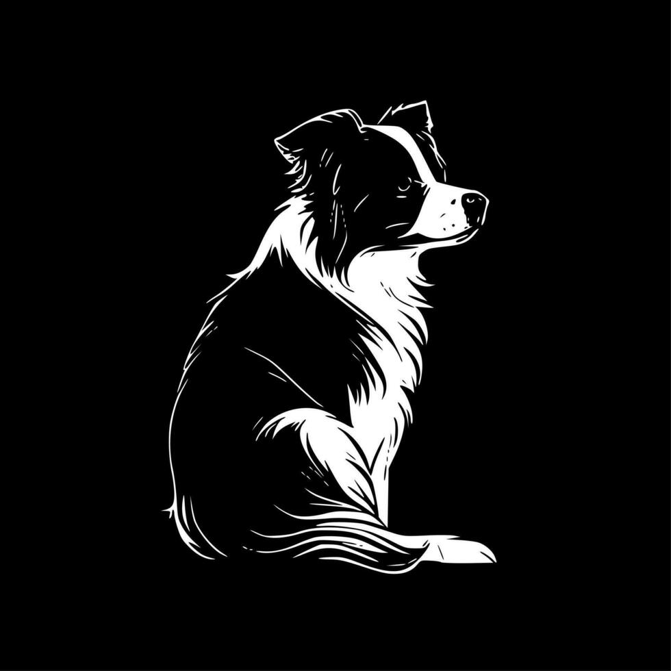 Border Collie, Black and White Vector illustration
