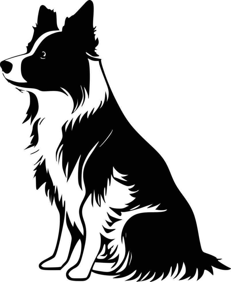 Border Collie, Black and White Vector illustration