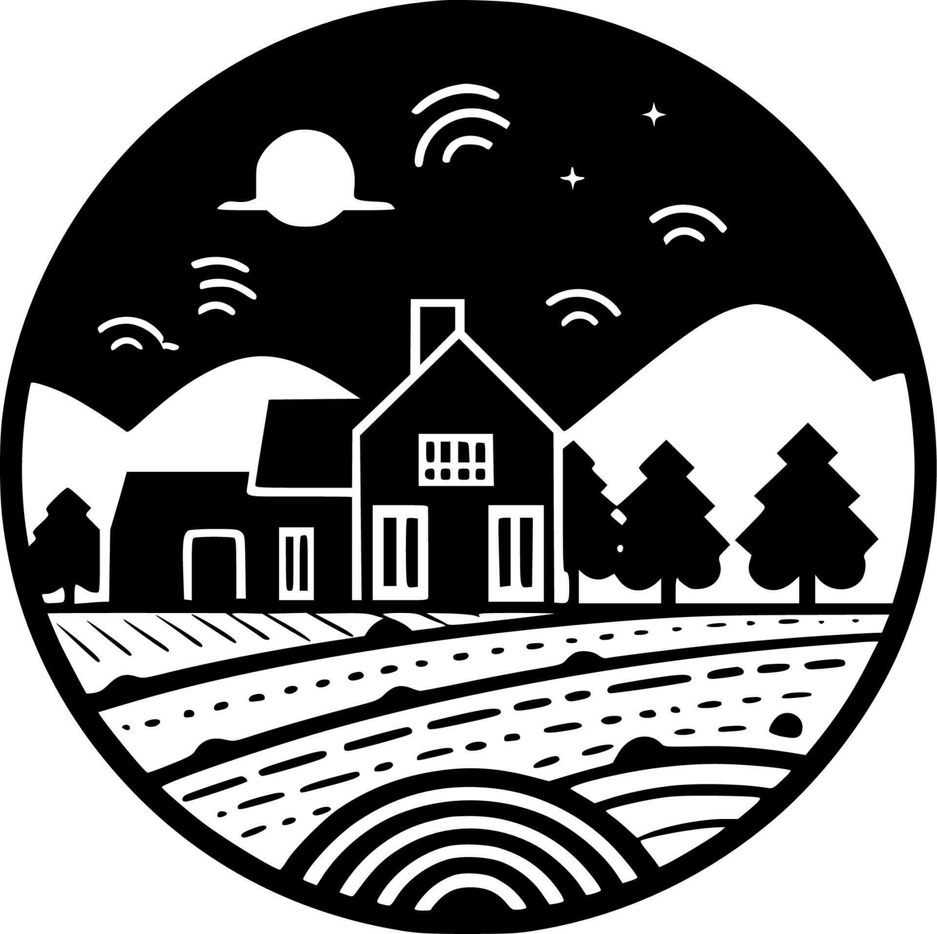Farm, Black and White Vector illustration 24567152 Vector Art at Vecteezy