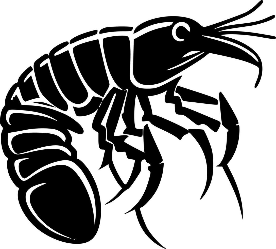 Crawfish, Black and White Vector illustration
