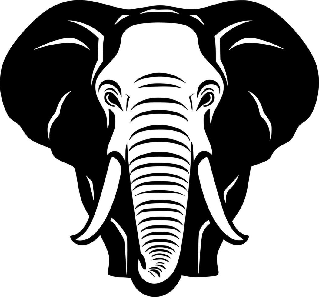 Elephant, Black and White Vector illustration