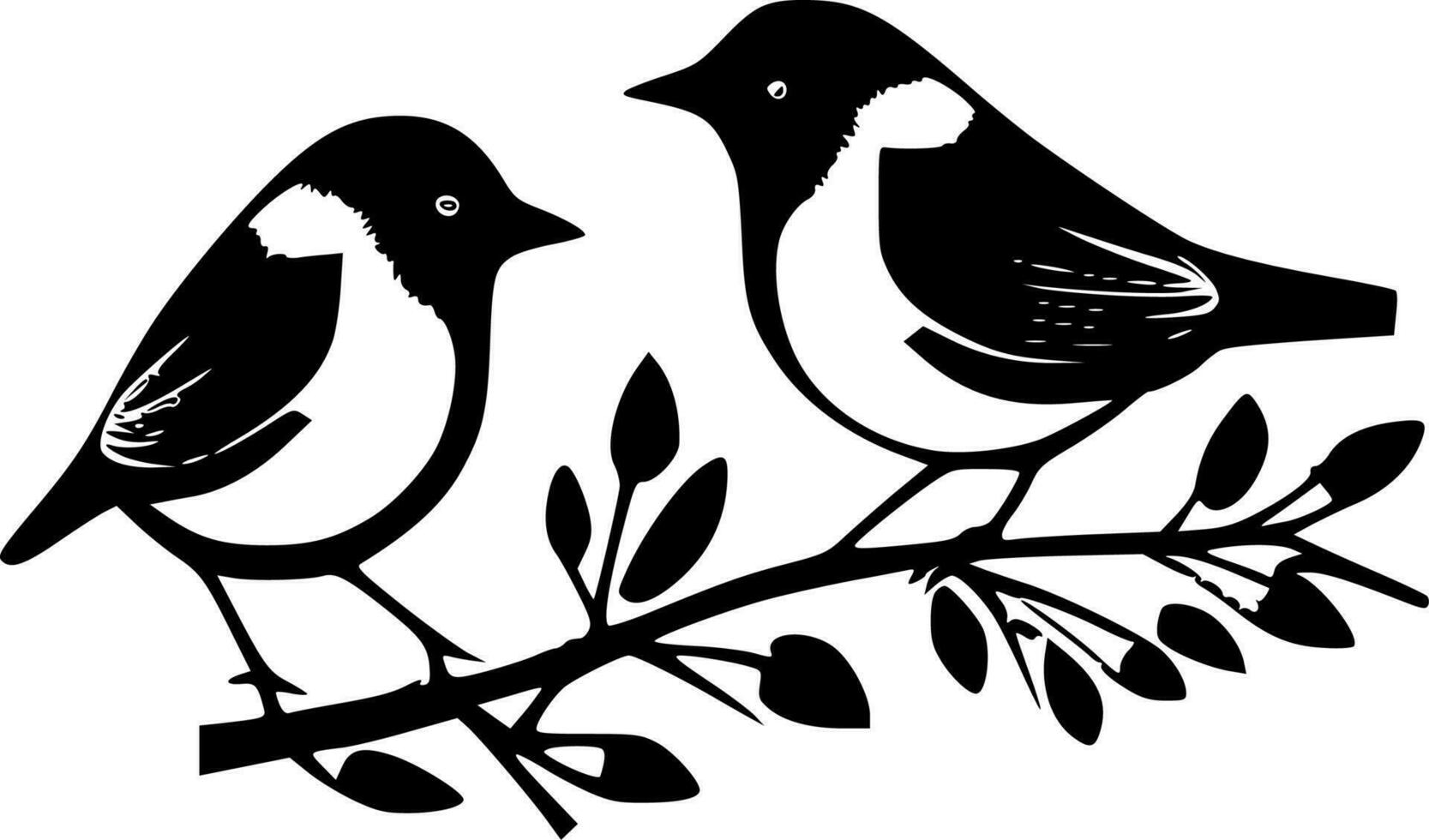 Birds, Black and White Vector illustration