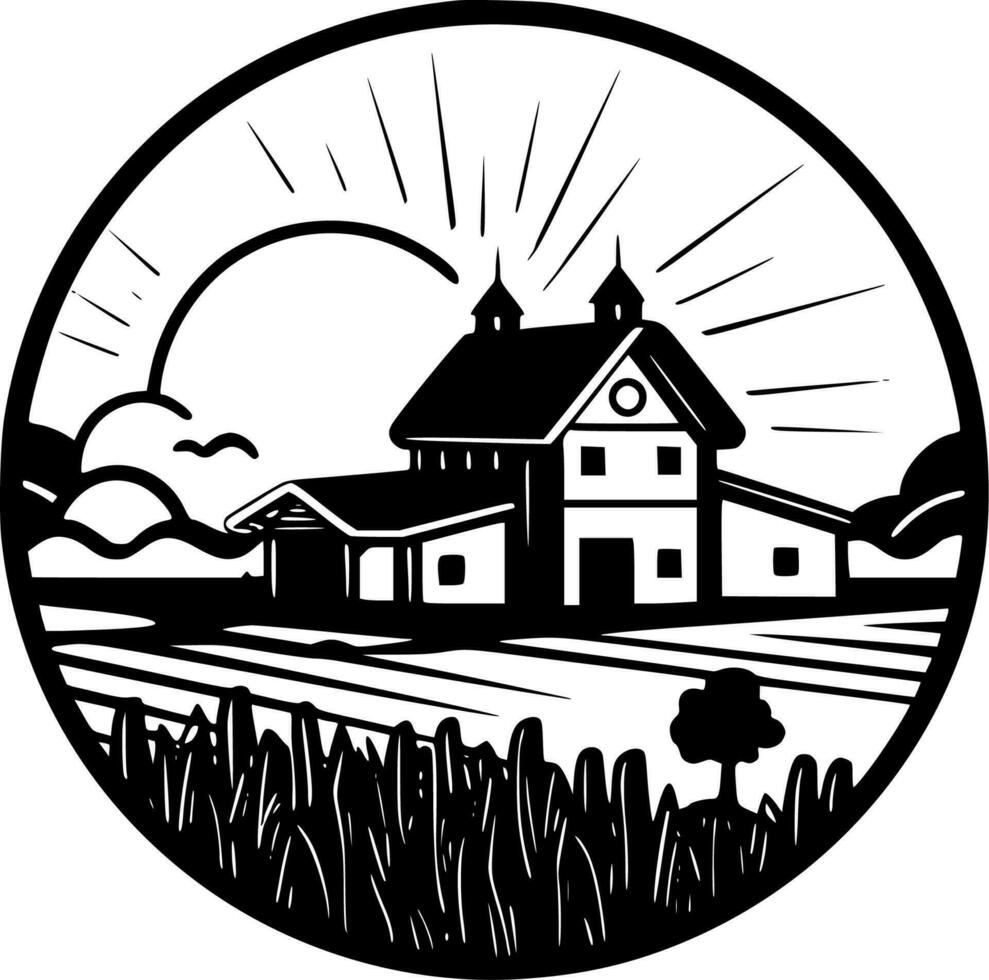 Farm, Minimalist and Simple Silhouette - Vector illustration