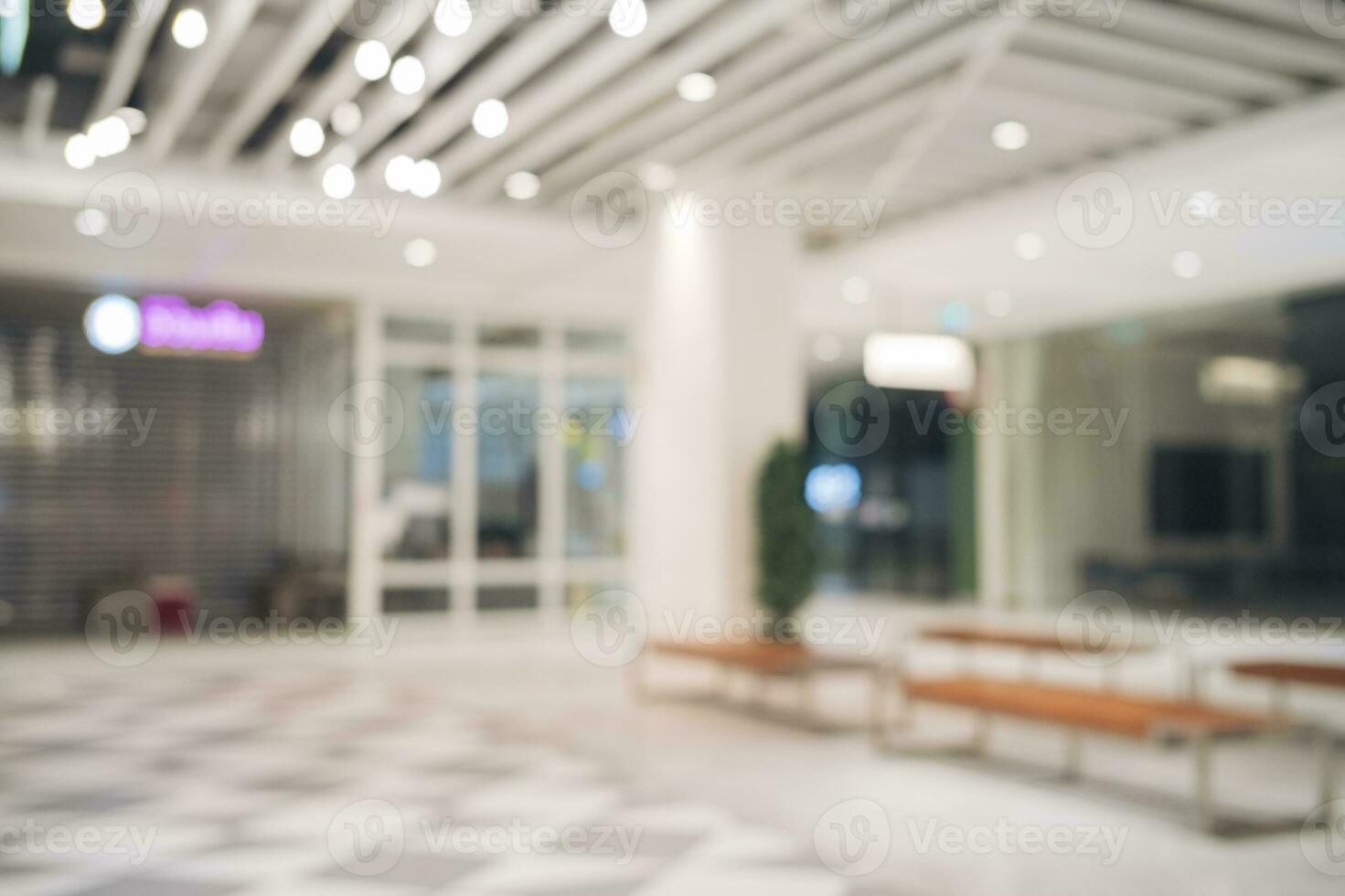 Abstract blur background of retail business shop, store. Defocused bokeh of Interior inside mall market building, indoor department office. photo