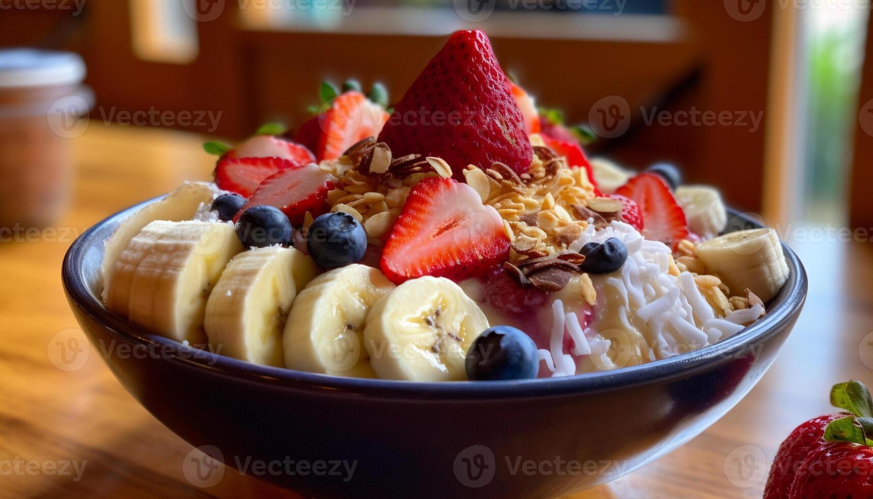 sano yogur cuenco con Fresco bayas y Granola generado por ai foto