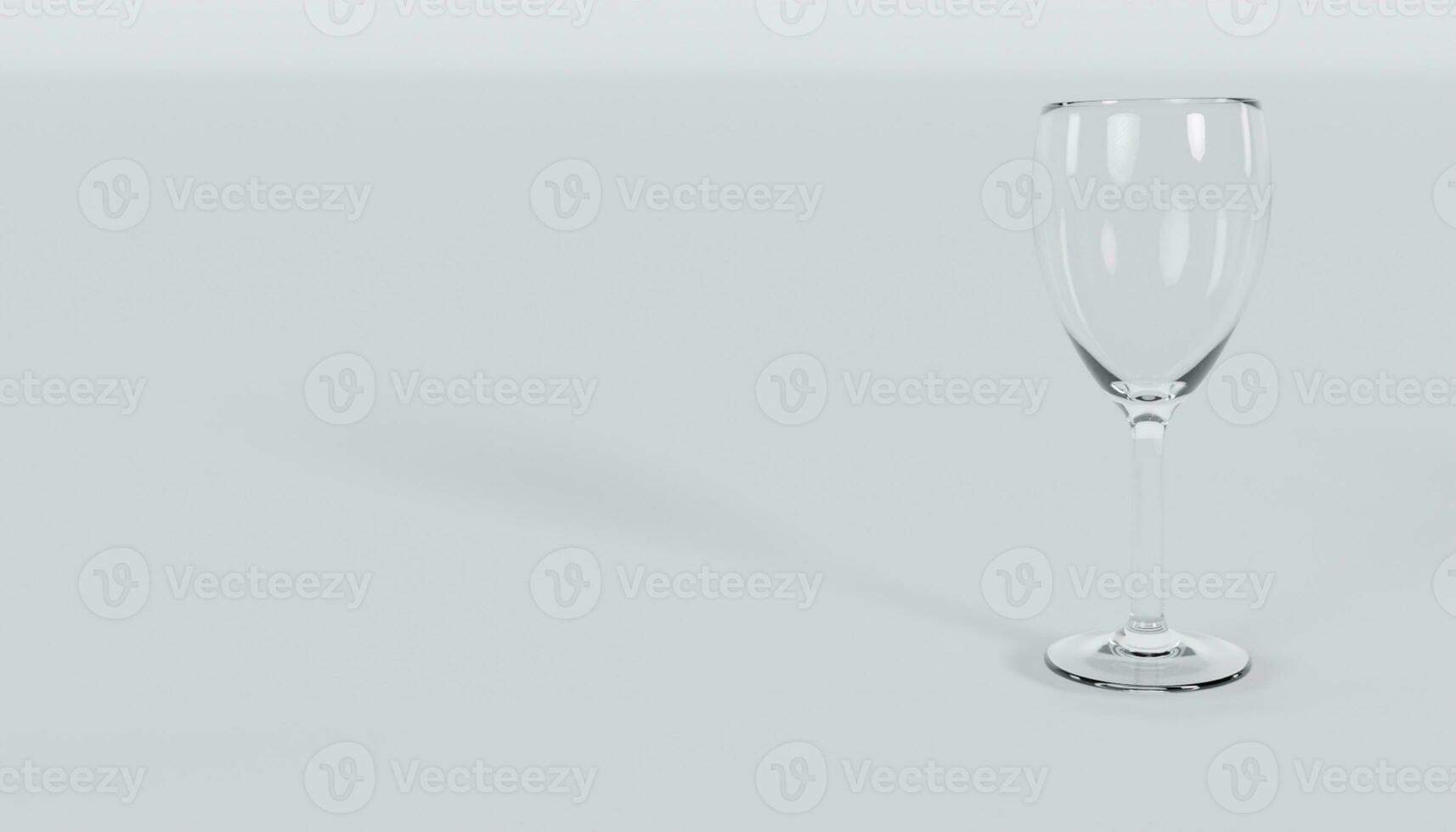 Empty clear glass with droplet. Isolated on white background.3D rendering. photo