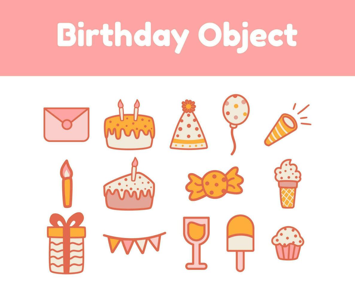 Kawaii Birthday Elements vector