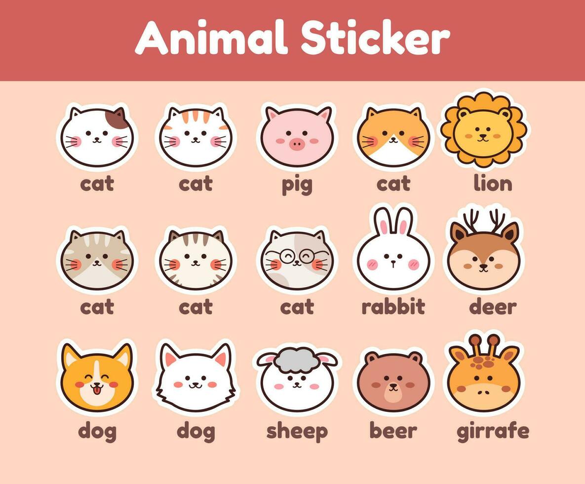 Cute Animal Sticker vector