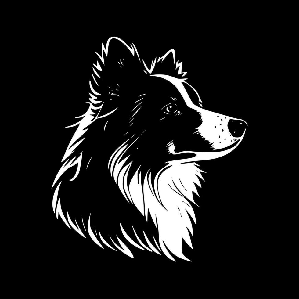 Border Collie, Black and White Vector illustration