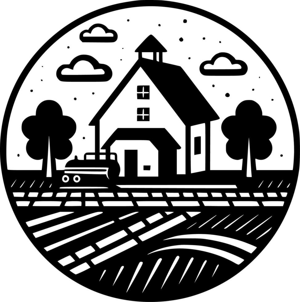 Farm - Black and White Isolated Icon - Vector illustration