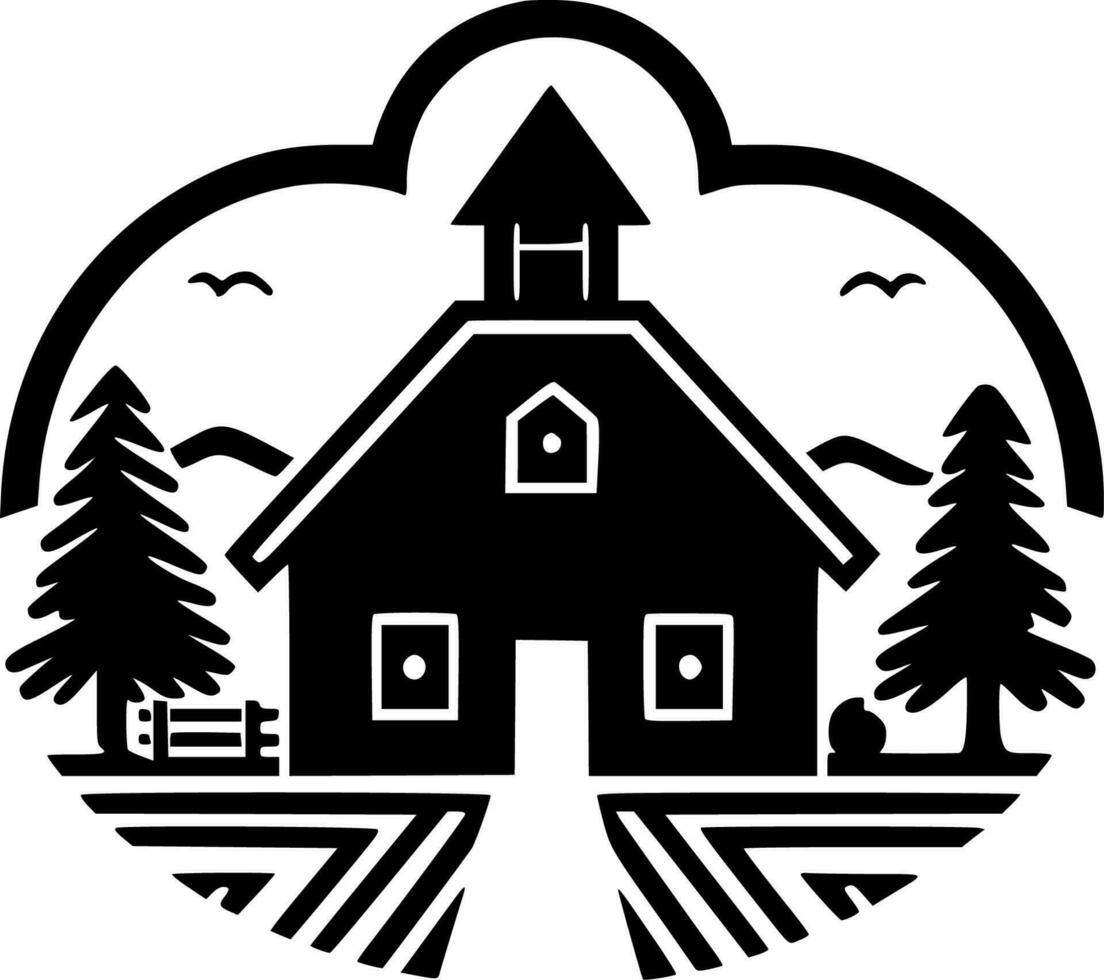 Farm - Black and White Isolated Icon - Vector illustration