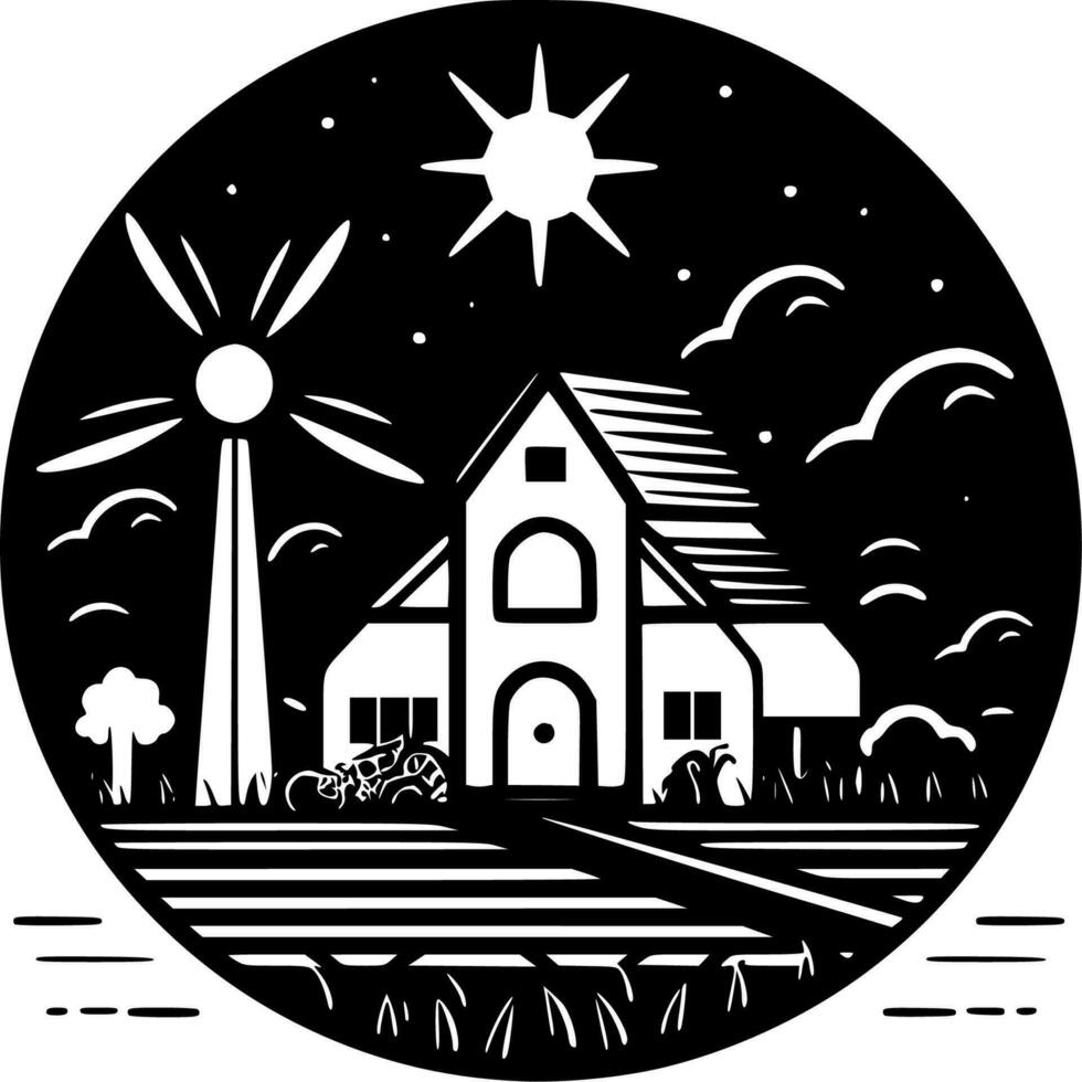 Farm, Black and White Vector illustration 24567558 Vector Art at Vecteezy
