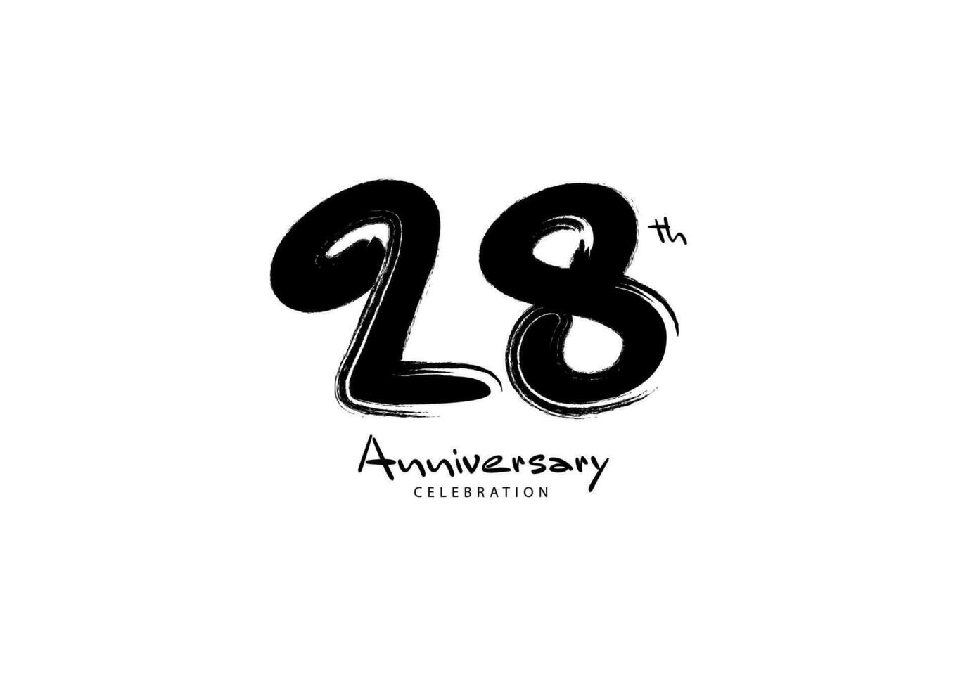 28 Years Anniversary Celebration logo black paintbrush vector, 28 number logo design, 28th Birthday Logo, happy Anniversary, Vector Anniversary For Celebration, poster, Invitation Card
