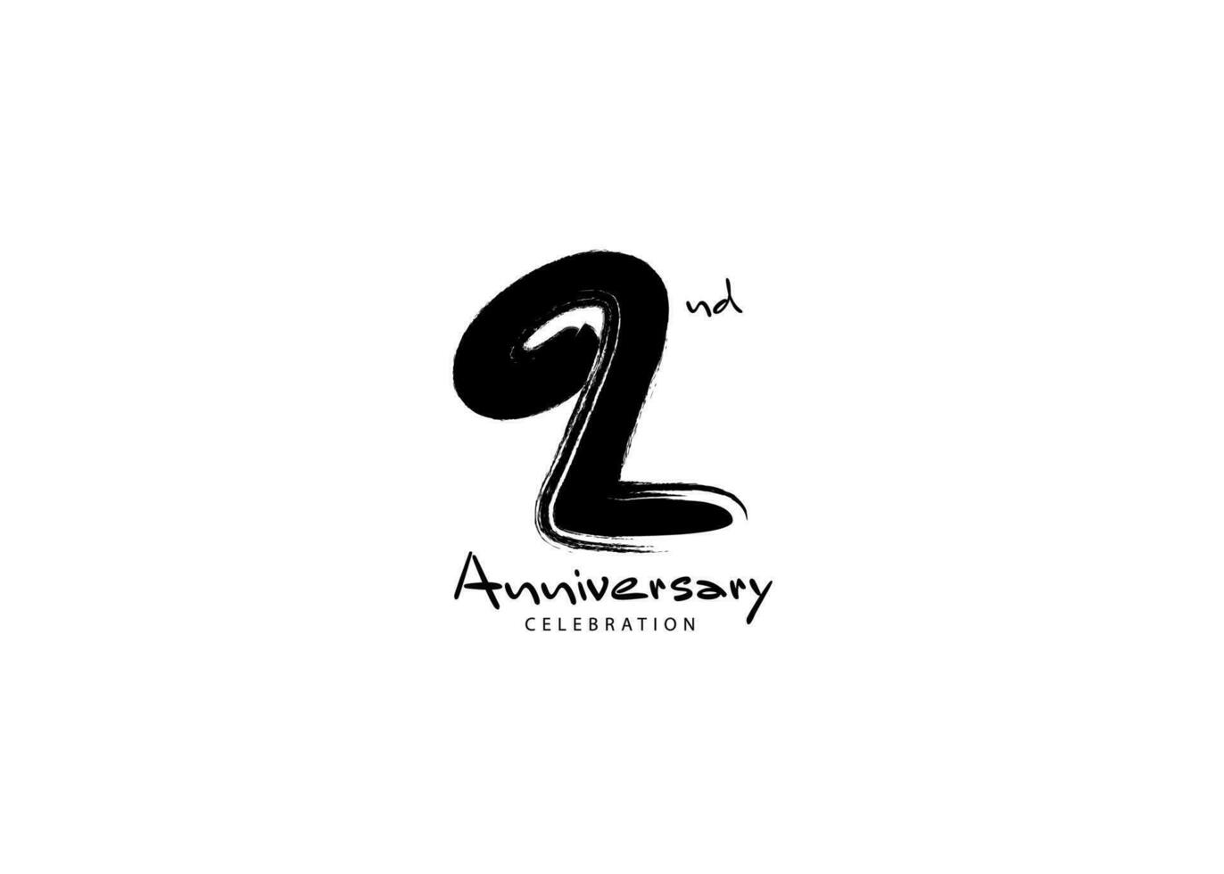 2 Years Anniversary Celebration logo black paintbrush vector, 2 number logo design, 2nd Birthday Logo, happy Anniversary, Vector Anniversary For Celebration, poster, Invitation Card