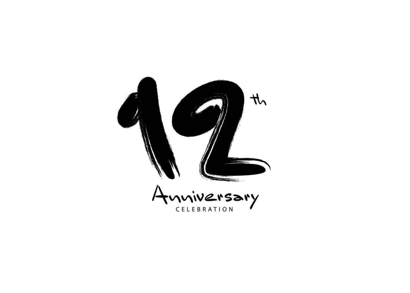 12 años aniversario celebracion logo negro Cepillo de pintura vector, 12 número logo diseño, 12mo cumpleaños logo, contento aniversario, vector aniversario para celebracion, póster, invitación tarjeta