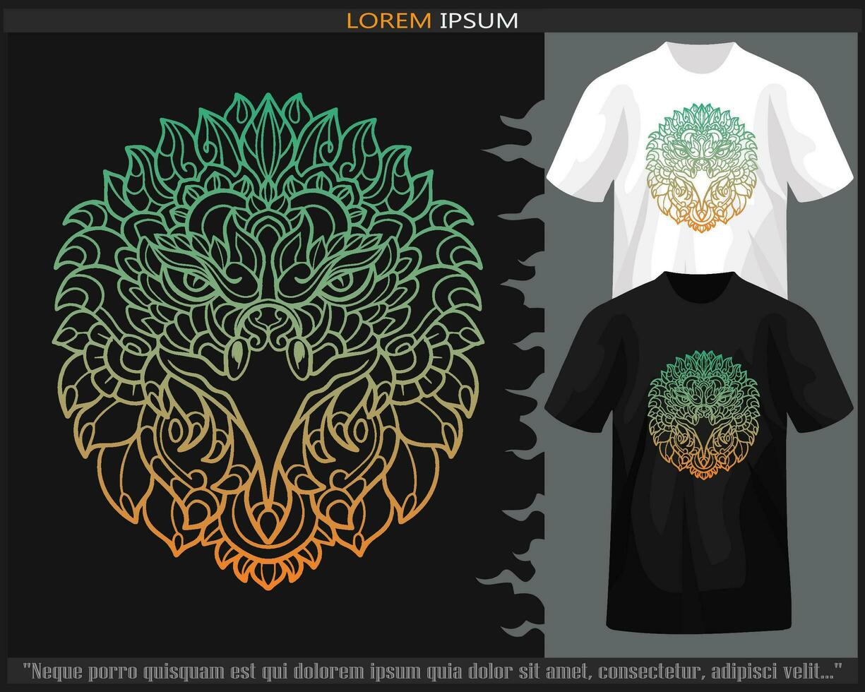 Gradient Colorful eagle head mandala arts isolated on black and white t shirt. vector