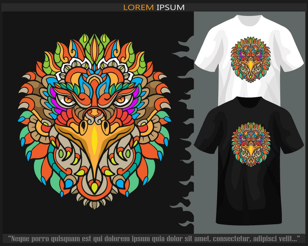 Colorful eagle head mandala arts isolated on black and white t shirt ...