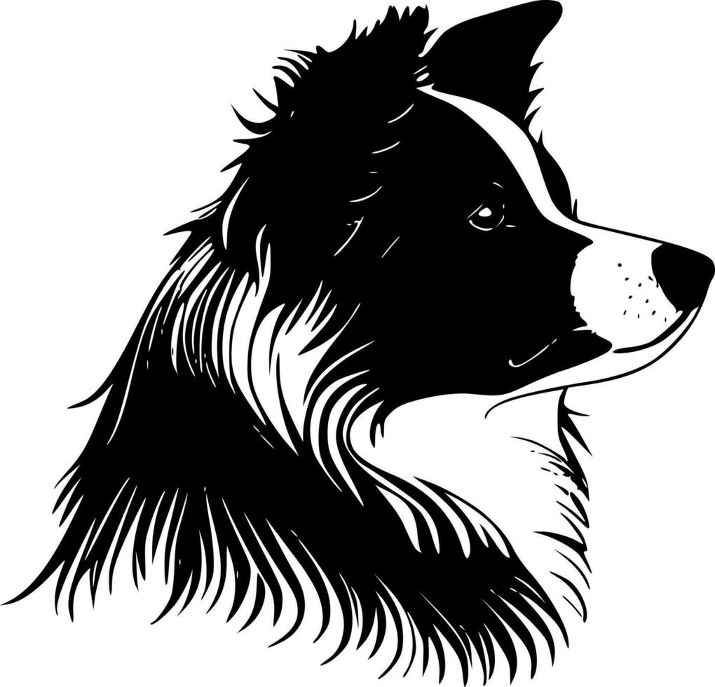 frontera collie - negro y blanco aislado icono - vector ilustración