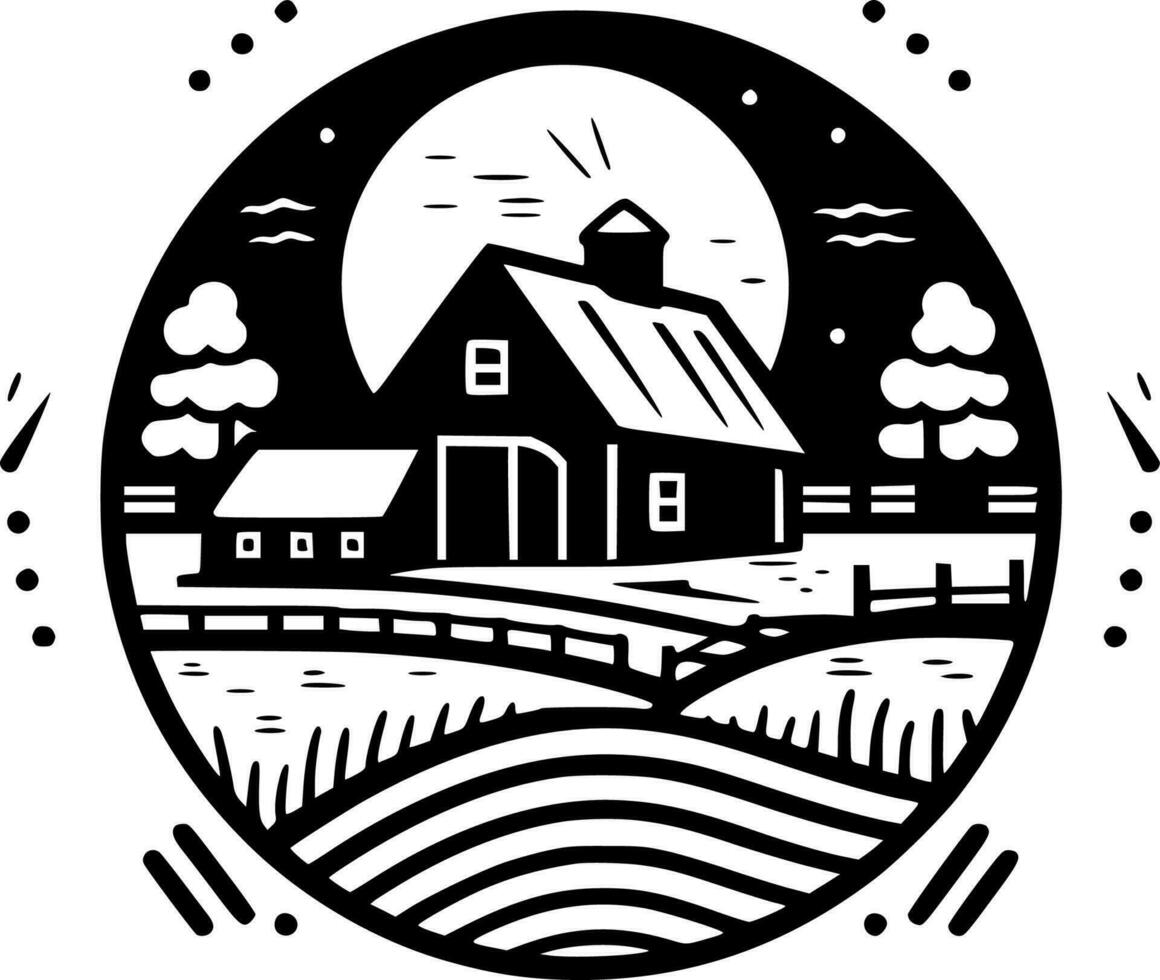 Farm - Black and White Isolated Icon - Vector illustration