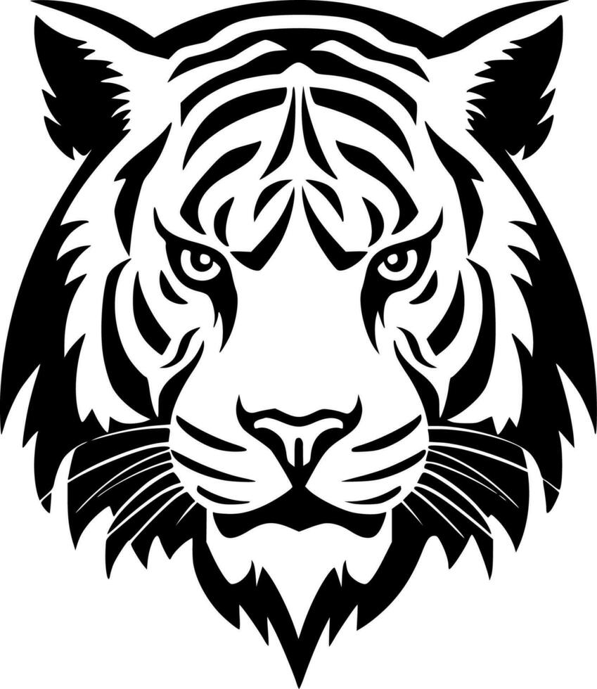 Tiger - Black and White Isolated Icon - Vector illustration