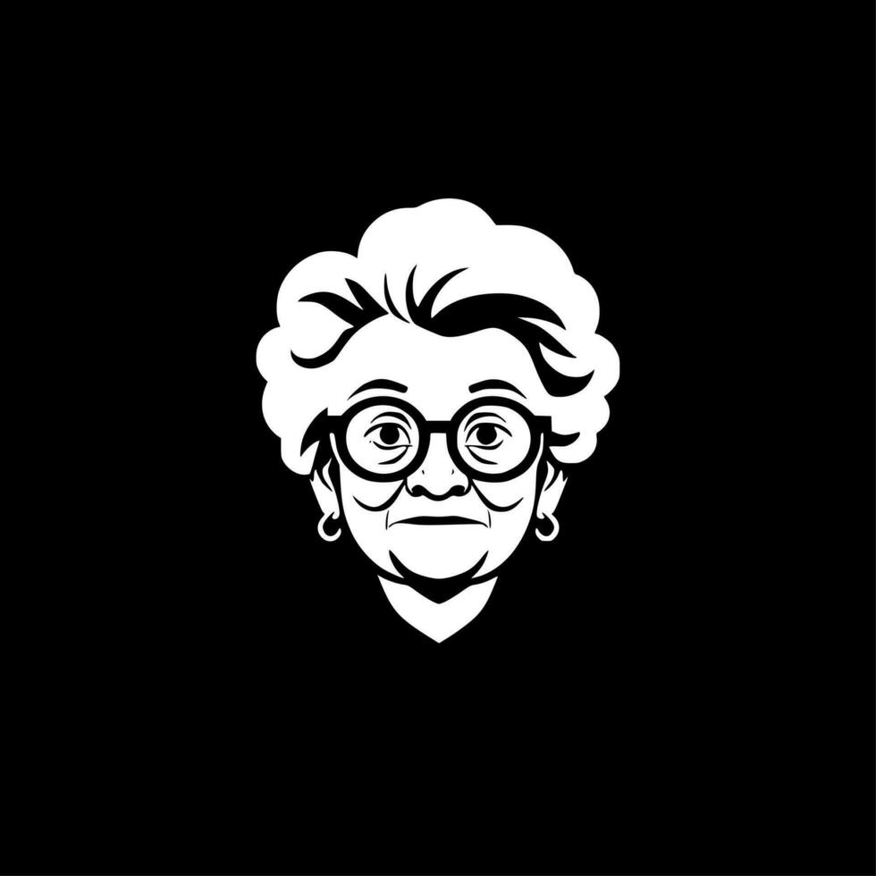 Grandma, Black and White Vector illustration